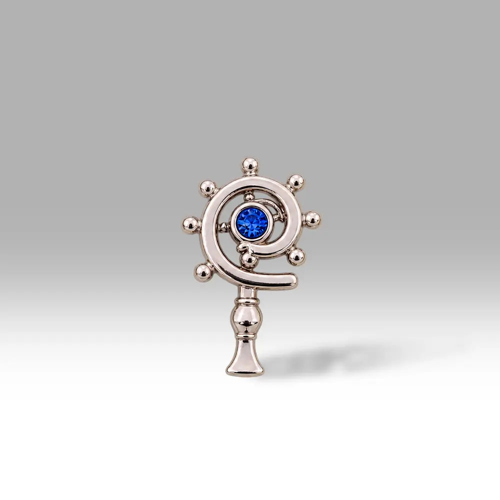 Bischofsstab silber mit blauem Zirkon Natur-Edelstein 11x18 mm