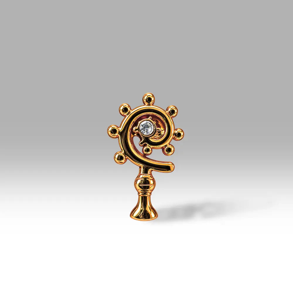 Bischofsstab gold mit weißem Zirkon Natur-Edelstein 11x18 mm