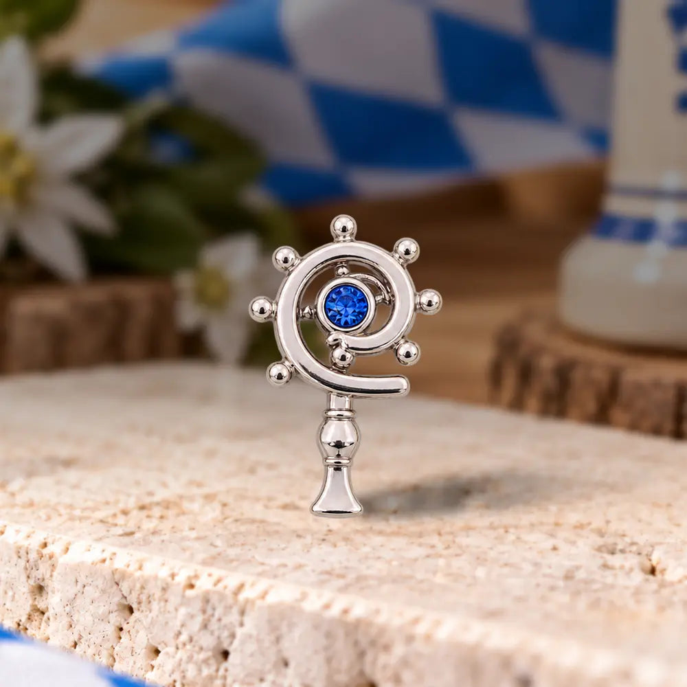 Bischofsstab silber mit blauem Zirkon Natur-Edelstein 11x18 mm