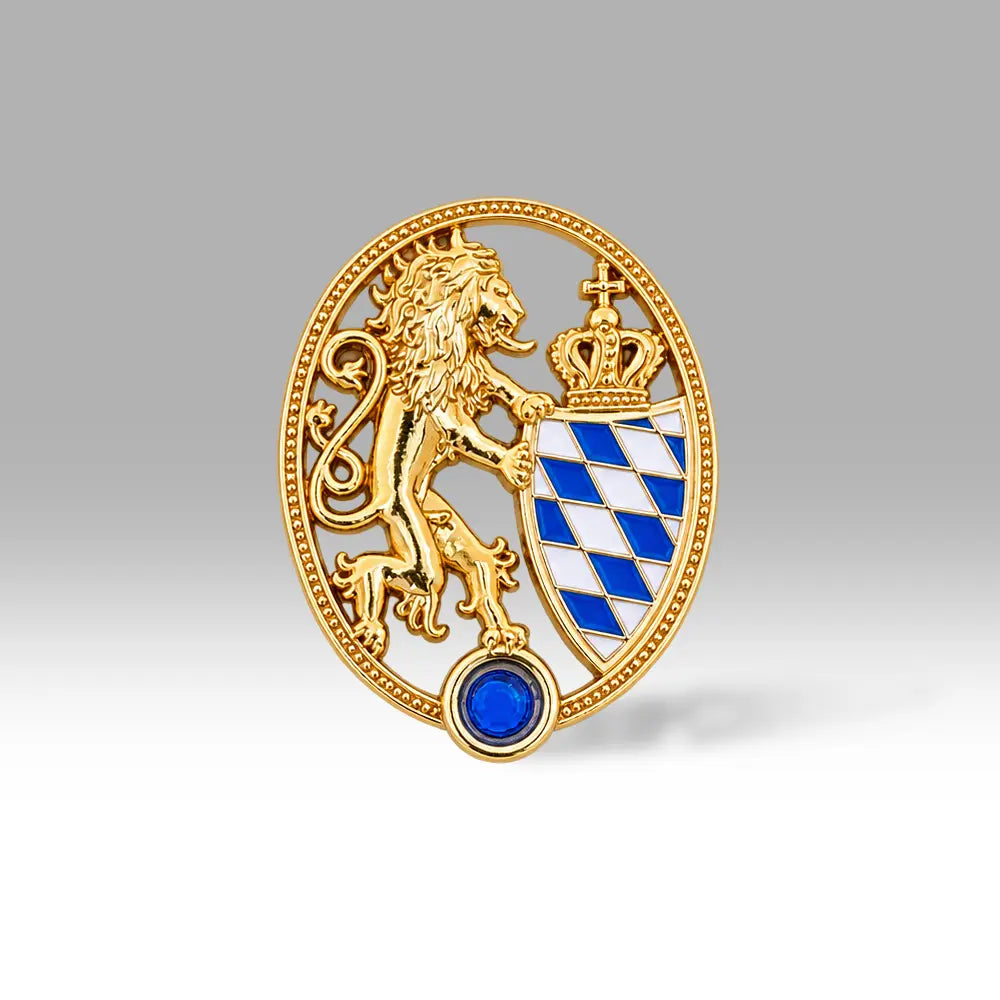 Großer Wappenlöwe mit blauen Zirkon Natur-Edelstein 37x29 mm